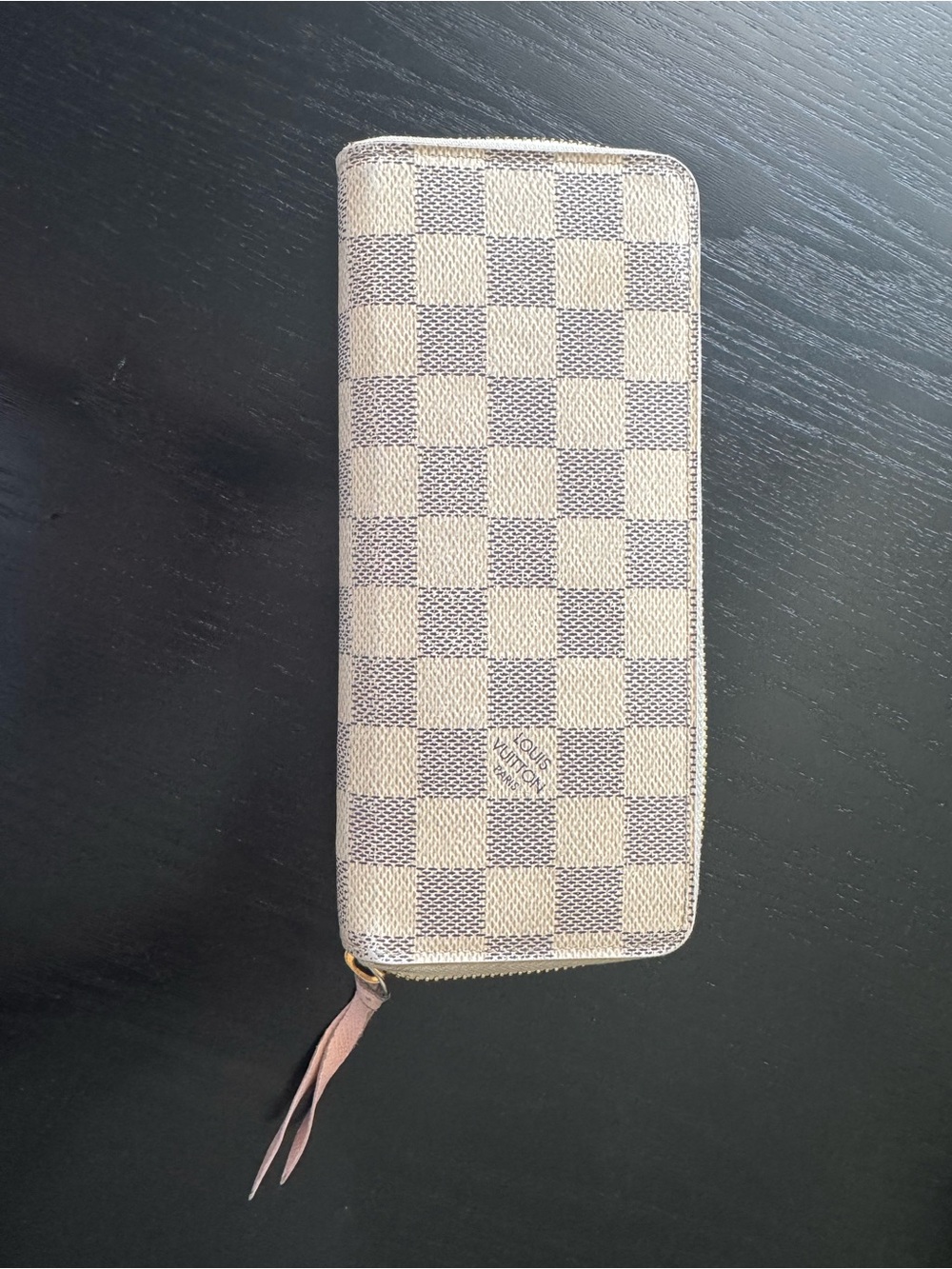 Louis Vuitton Pink Leather Zip Wallet with Gold Hardware